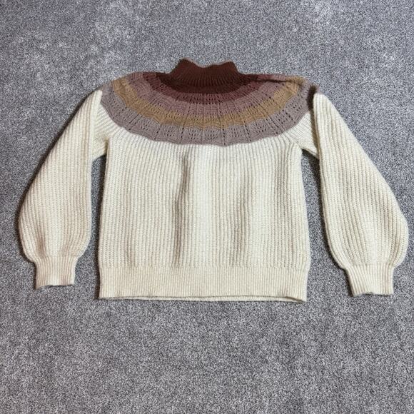 Cottagecore Sweater Women Size Large Grandpacore Warm Cable Knit Fair Isle Retro - Picture 7 of 7